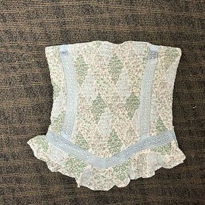 Free People Casually Smocked Tube Top in Ivory Combo Size M